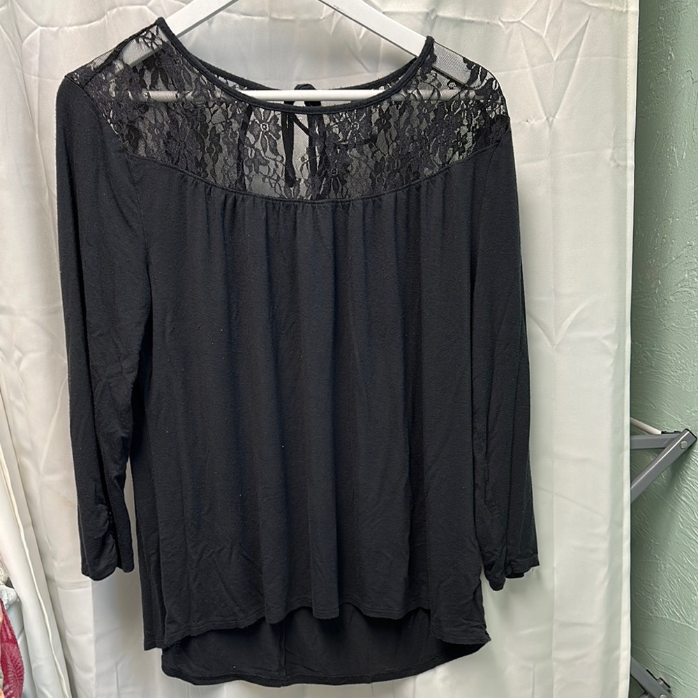 Maurices Black Lace Yoke Blouse